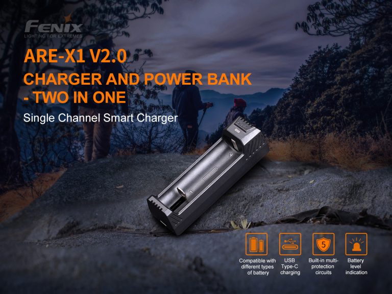 fenix flashlight battery charger ARE-A2 Dual Channel Smart The Fenix ARE Fenix USB-Rechargeable 21700 Li-ion Battery