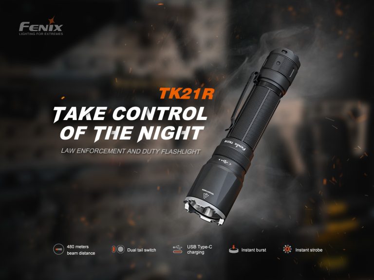 The Fenix TK21R tactical duty flashlight delivers up to 3600