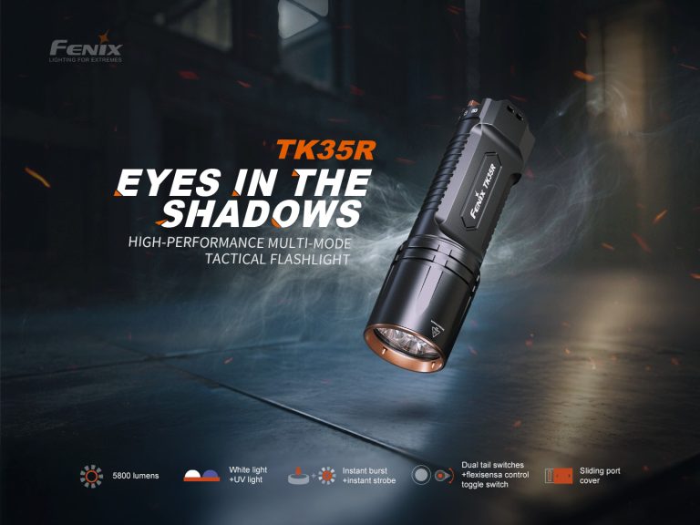 The Fenix TK35R delivers up to 5800 lumens, a 610 m beam, and 105