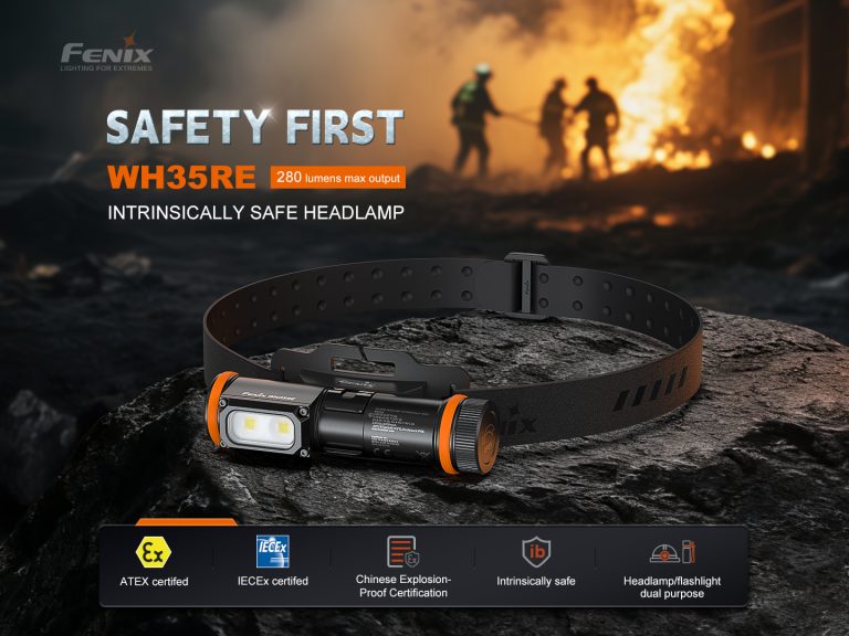 The Fenix WH35RE delivers up to 280 lumens, a 21 m beam, and 280 h